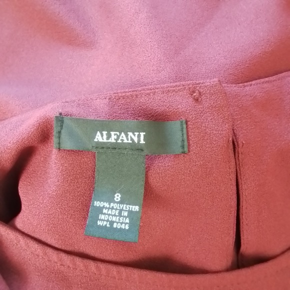 Alfani‎ Sleeveless Chiffon Blouse Women's Size 8 Burgundy Red Draped Front Top - Picture 10 of 12
